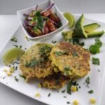Golden sweetcorn fritters containing lutein and zeaxanthin to protect vision.