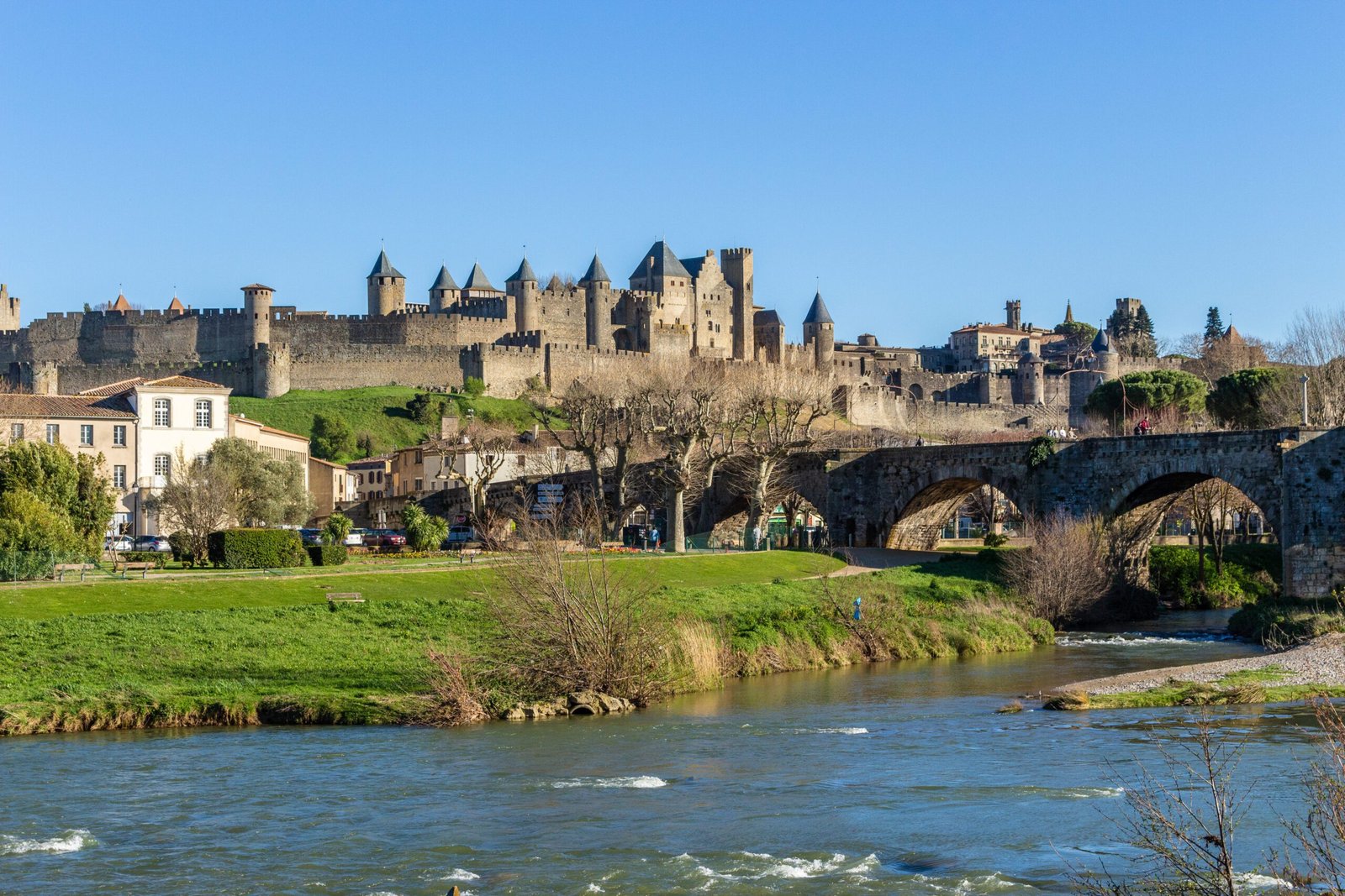 Cite of Carcassonne seen from the Aude River in TRAVEL