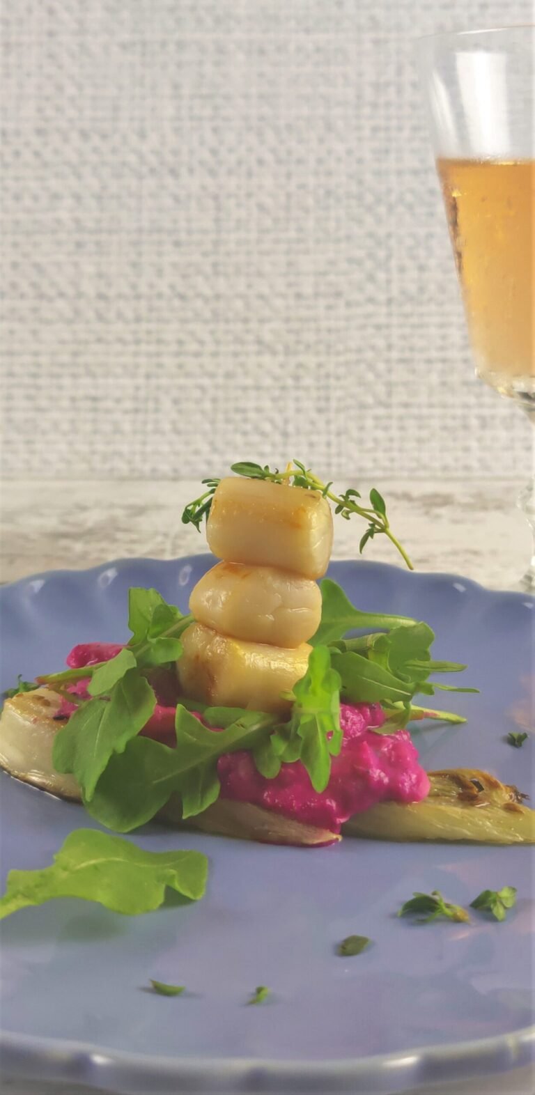 Scallops On Griddled Fennel & Beetroot Cannellini Puree