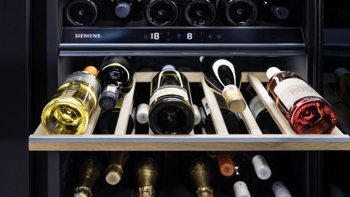 wine fridge with temperature read for proper wine storage