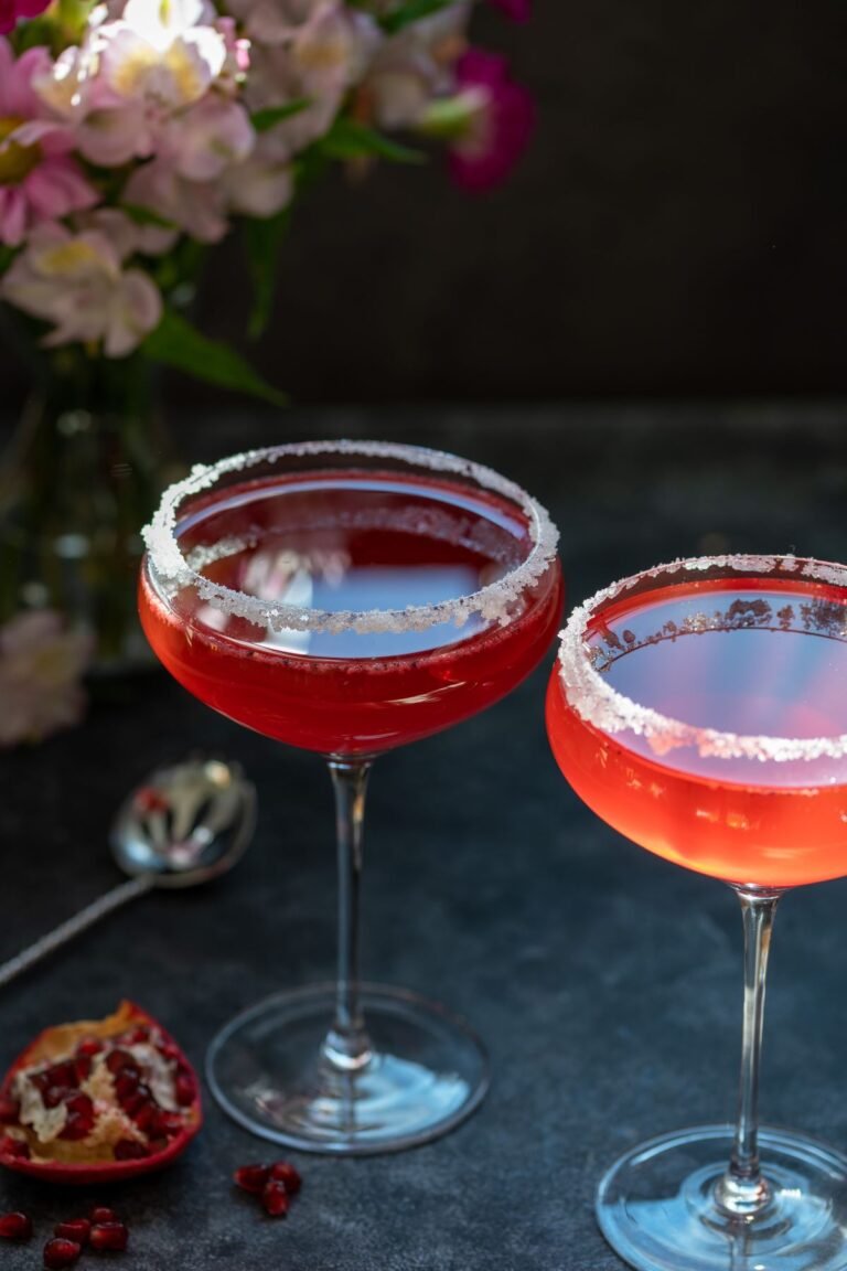 pomegranate martini with sugar rim